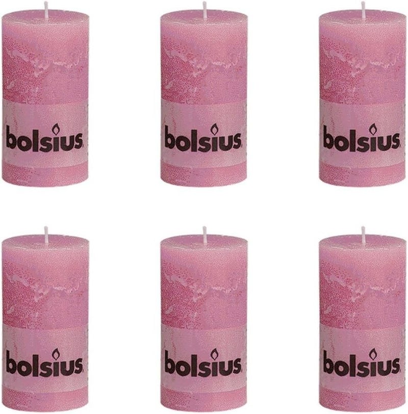 Bolsius Rustic Pink Pillar Candle - Image 1