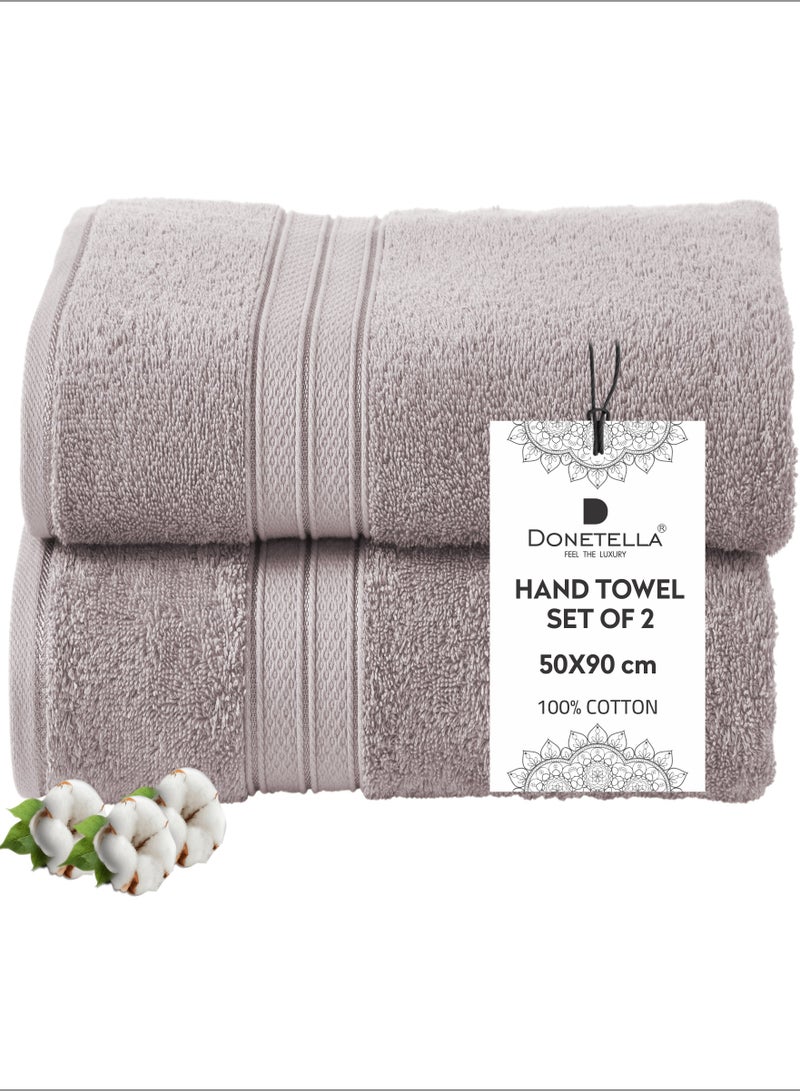 دوناتيلا قسط 100 ٪ بتمشيط القطن 2-قطع منشفة اليد مجموعة (50 س 90 سم) 600 غسم سوبر لينة منشفة اليد ، ماصة للغاية ، سريعة الجافة ، أفضل منشفة للحمام ، سبا وفندق ، البنفسج الجليد - Image 1