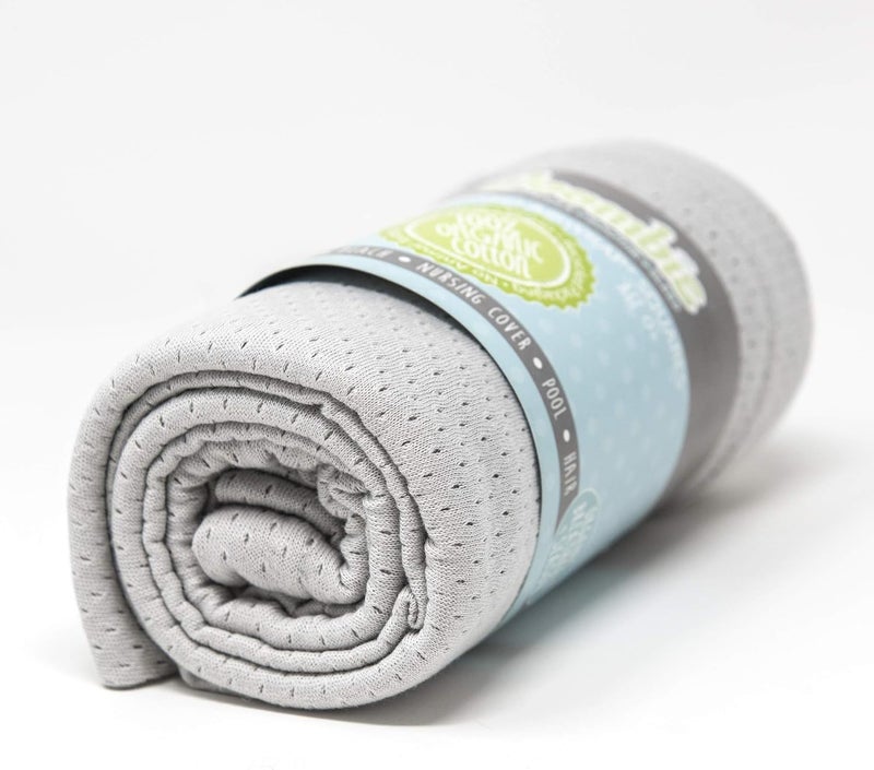Woombie Organic Baby Swaddling Blanket Lightweight Breathable Swaddle Baby Receiving Blanket Powder Gray 44 x 44 inches - Image 4
