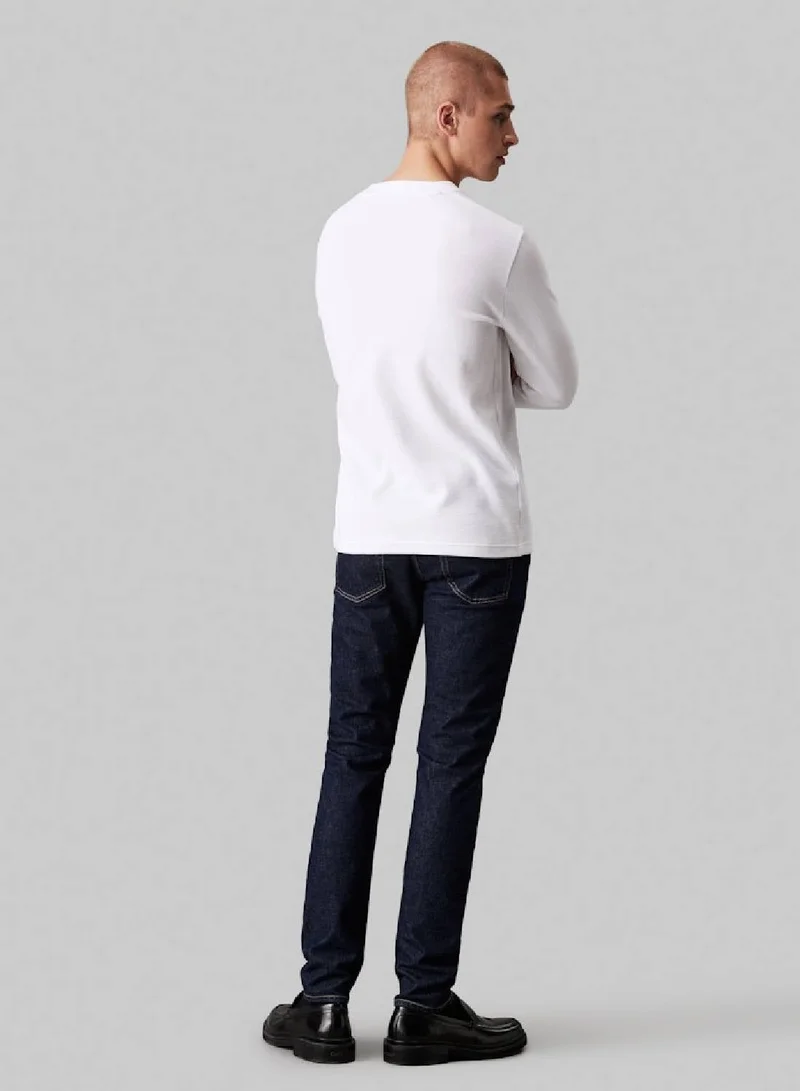 Calvin Klein Jeans Slim Cotton Waffle Long Sleeve T-Shirt