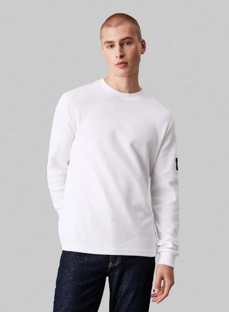 Calvin Klein Jeans Slim Cotton Waffle Long Sleeve T-Shirt