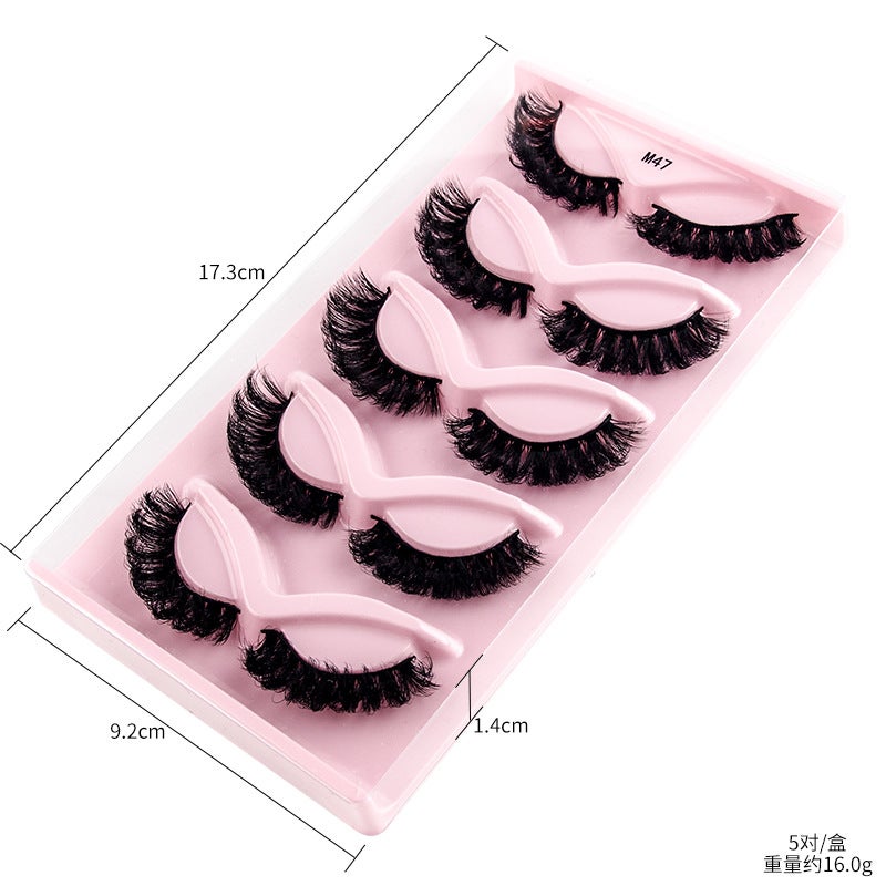 5 أزواج من الرموش الصناعية 3D بمادة المينك الفرو، شريط شفاف، كثيفة لعين القطة والثعلب - Image 2