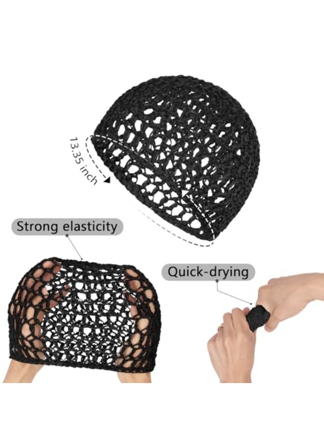 XRACEPHOL 2 PCS Hair Nets for Sleeping Mesh Crochet Hair Wrap Breathable Sleep Cap for Women Reusable Elastic HairnetBlackBlack - Image 3