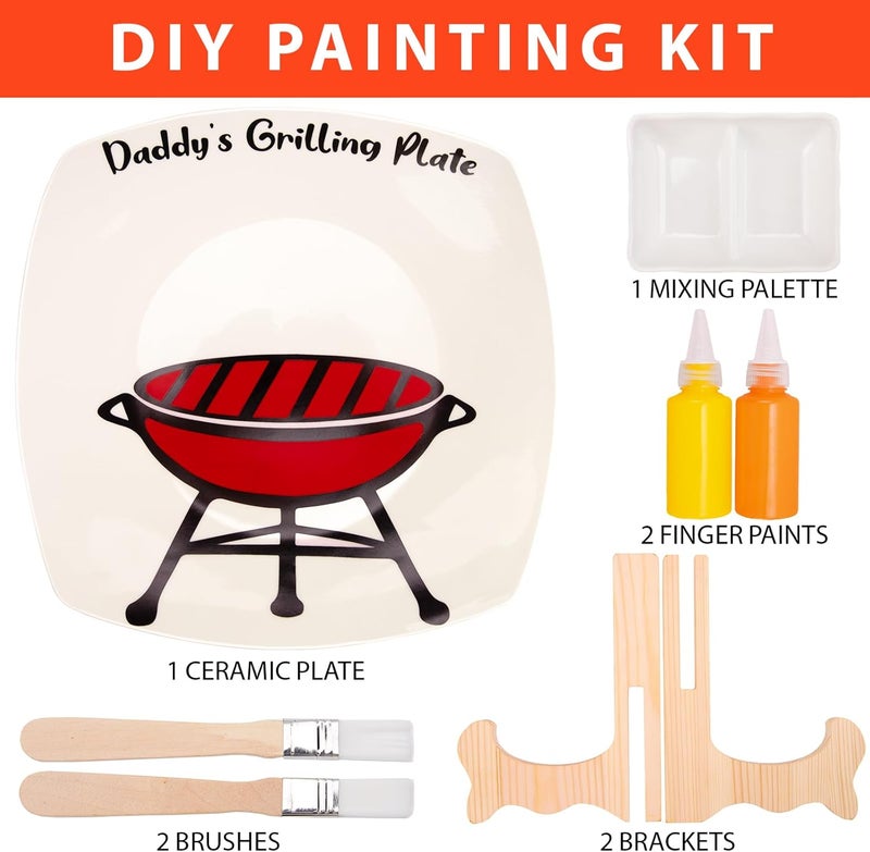 ORIENTAL CHERRY Father's Day Gifts - DIY Daddy's Grilling Plate with Handprint - Personalized Step Dad Gifts from Wife Kids - Funny BBQ Crafts Birthday Present Ideas for First Papa from Daughter Son - Image 2