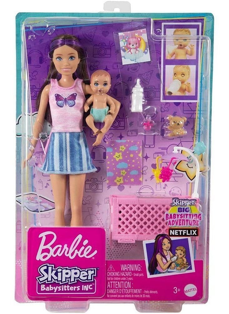 Barbie Barbie Skipper Babysitters Doll and Playset - Sleepy Baby Skipper  - Image 1