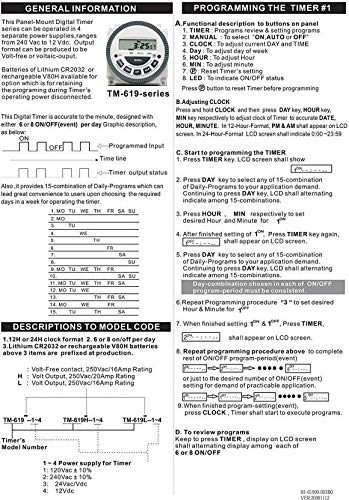 EuroControls TM619H-2 30 Amps Taiwanese Digital Programmable Timer 4 pin - 18 Programs - Countdown Program - Replaceable Battery - X2 Wide Voltage Circuit White & grey - Image 5