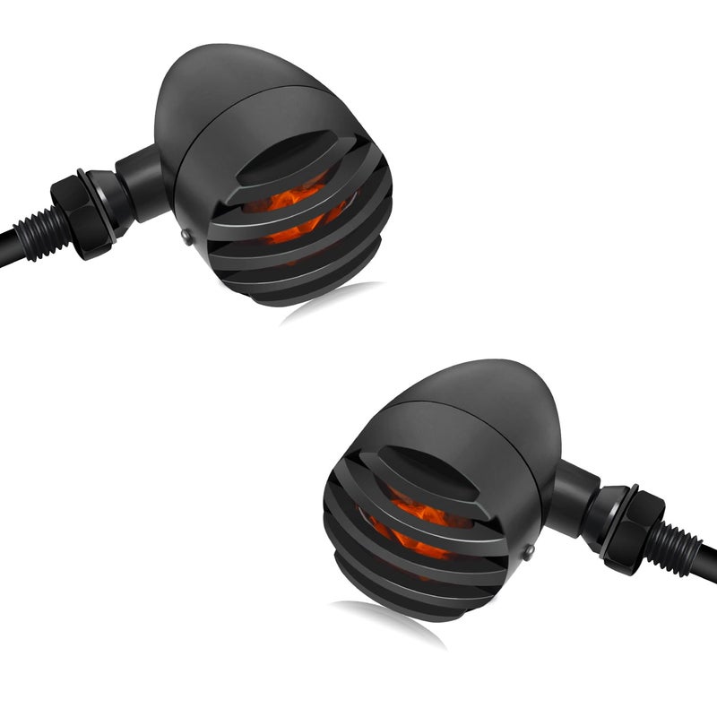 NTHREEAUTO Motorcycle Blinkers, Waterproof Aluminum Bullet LED Turn Signals, Universal Amber Indicator Light Compatible with Harley Dyna, Honda, Yahama, Bobber,Suzuki and Kawasaki 12V Motorbikes