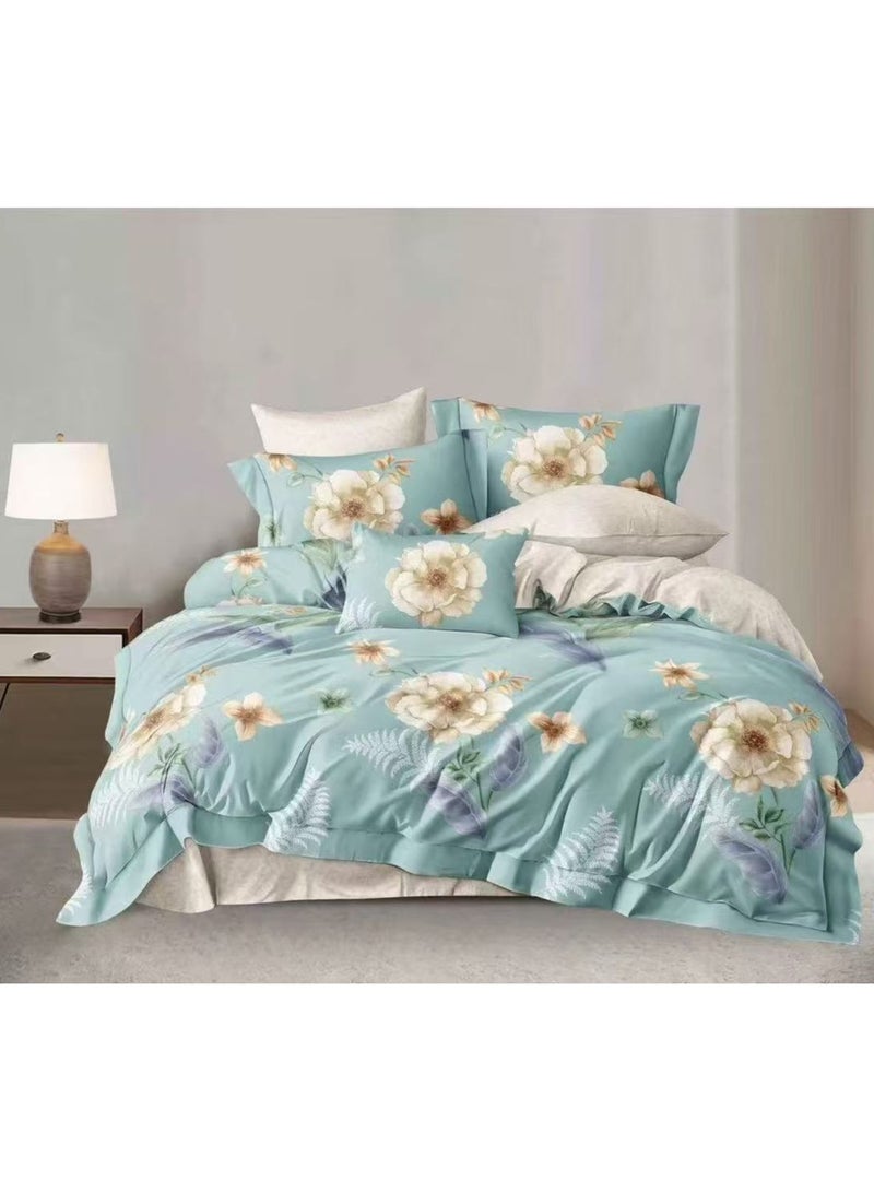 AL RAID Luxury King Size Duvet Cover Set – Includes 1 Duvet Cover 220x240cm, 1 Fitted Sheet 200x200+ 30cm and 4 Pillow Cases 50x75cm – Soft & Elegance Bedding Set