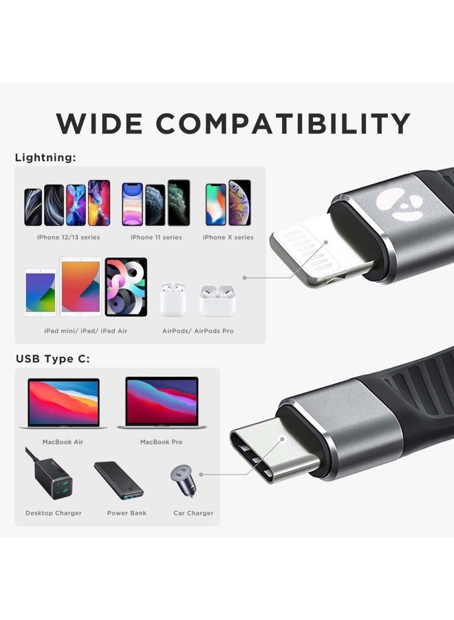 Afterplug USB C to Lightning Cable Short 0.4ft Apple MFi Certified iPhone USB C Cable 30W Fast Charging for iPhone 14/I4 Pro/14 Pro Max/13 12 Pro Max/11/ SE/XR, AirPods, iPad Air Mini, MacBook - Black - Image 2