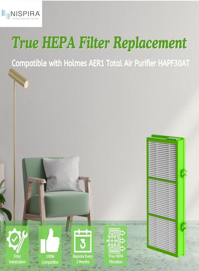 Nispira AER1 HAPF300AHD Allergan Remover Filter Replacement for Holmes Air Purifier HAPF30AT HAP242-NUC HAPF300AH-U4 HAPF300AHD-U4R True HEPA. 2 Packs - Image 2