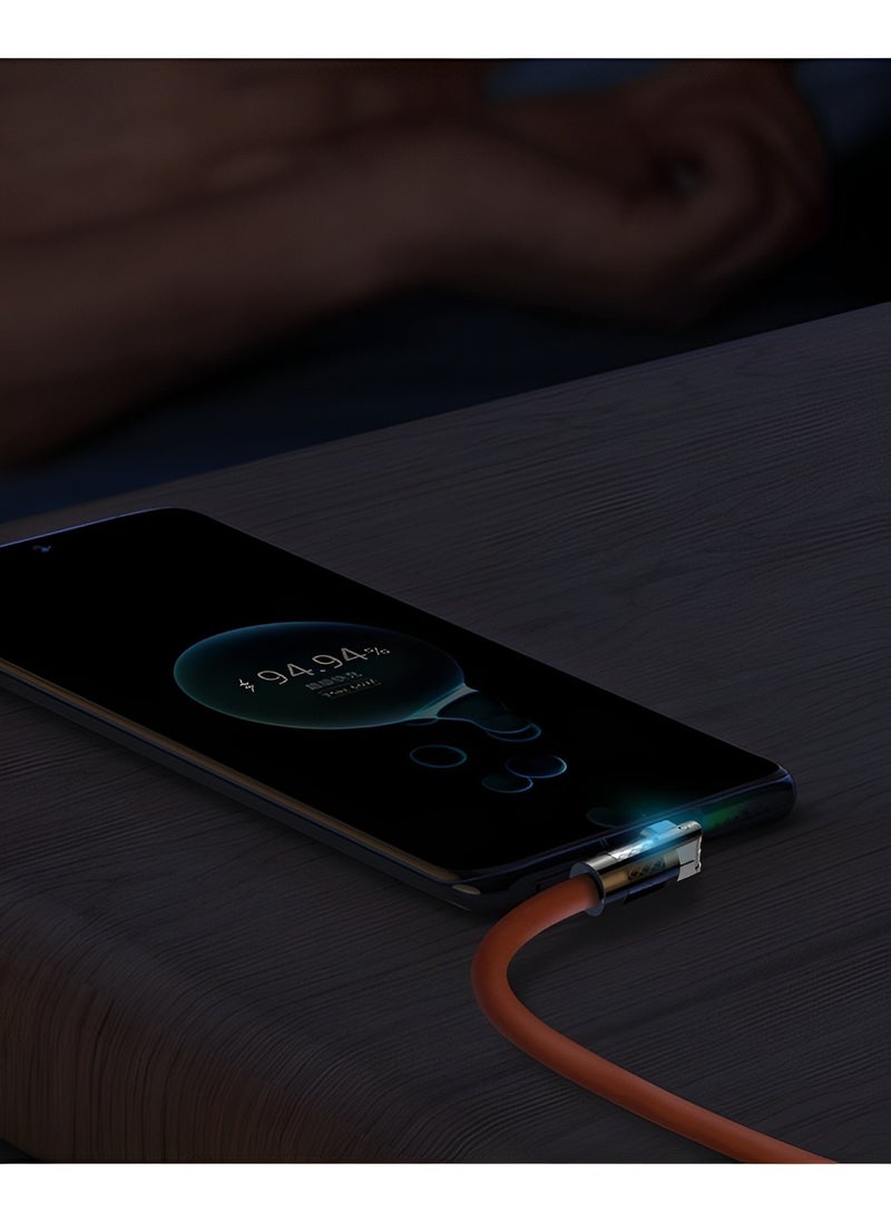 كابل شاحن iPhone سريع الشحن يدور 180 درجة كابل شاحن Lightning طويل سلك شحن سريع لأجهزة Android وType-C وIOS