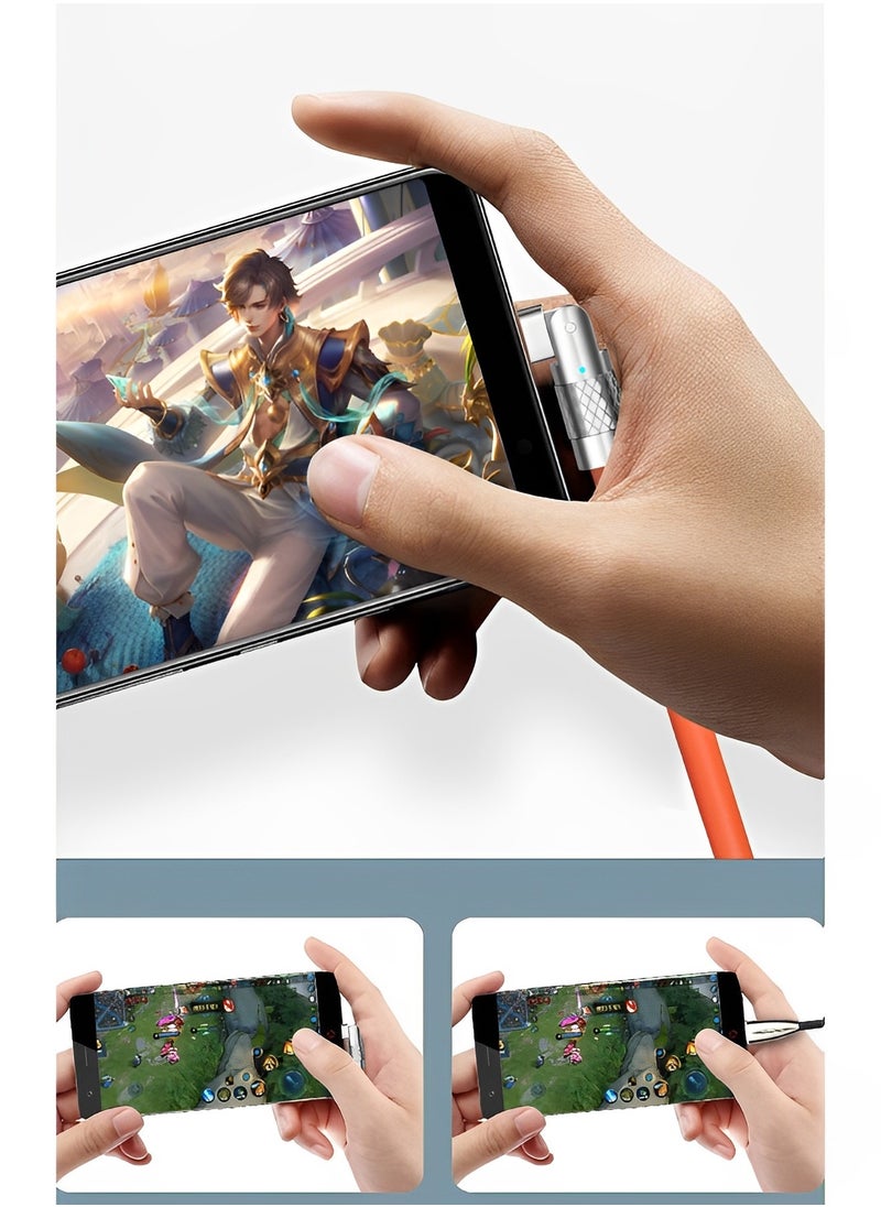 كابل شاحن iPhone سريع الشحن يدور 180 درجة كابل شاحن Lightning طويل سلك شحن سريع لأجهزة Android وType-C وIOS