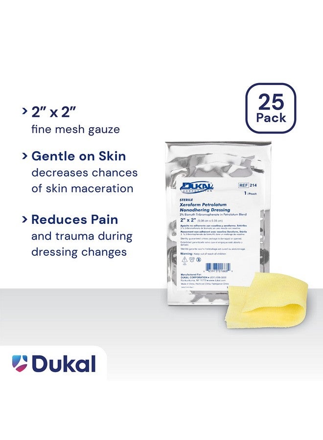 Dukal 214 Xeroform Petrolatum Gauze, Sterile, 2" W x 2" L 25 Count (Pack of 1) - Image 4