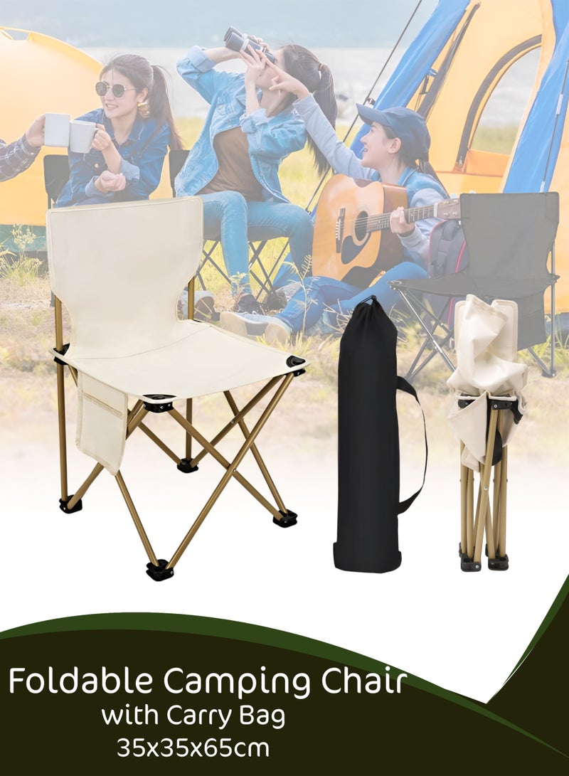 DBLEW Foldable Camping Chair with Carry Bag 35x35x65cm , Portable Lightweight Outdoor Folding Chair with Side Pocket, Stable X-Frame, Anti-Slip Feet for Camping, Picnic, Beach, Fishing, Hiking and Travel 140kg Load-Bearing Capacity - Image 1