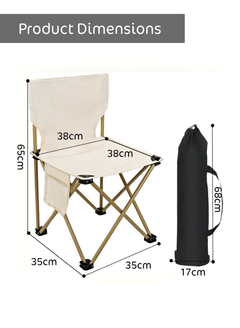 DBLEW Foldable Camping Chair with Carry Bag 35x35x65cm , Portable Lightweight Outdoor Folding Chair with Side Pocket, Stable X-Frame, Anti-Slip Feet for Camping, Picnic, Beach, Fishing, Hiking and Travel 140kg Load-Bearing Capacity - Image 2
