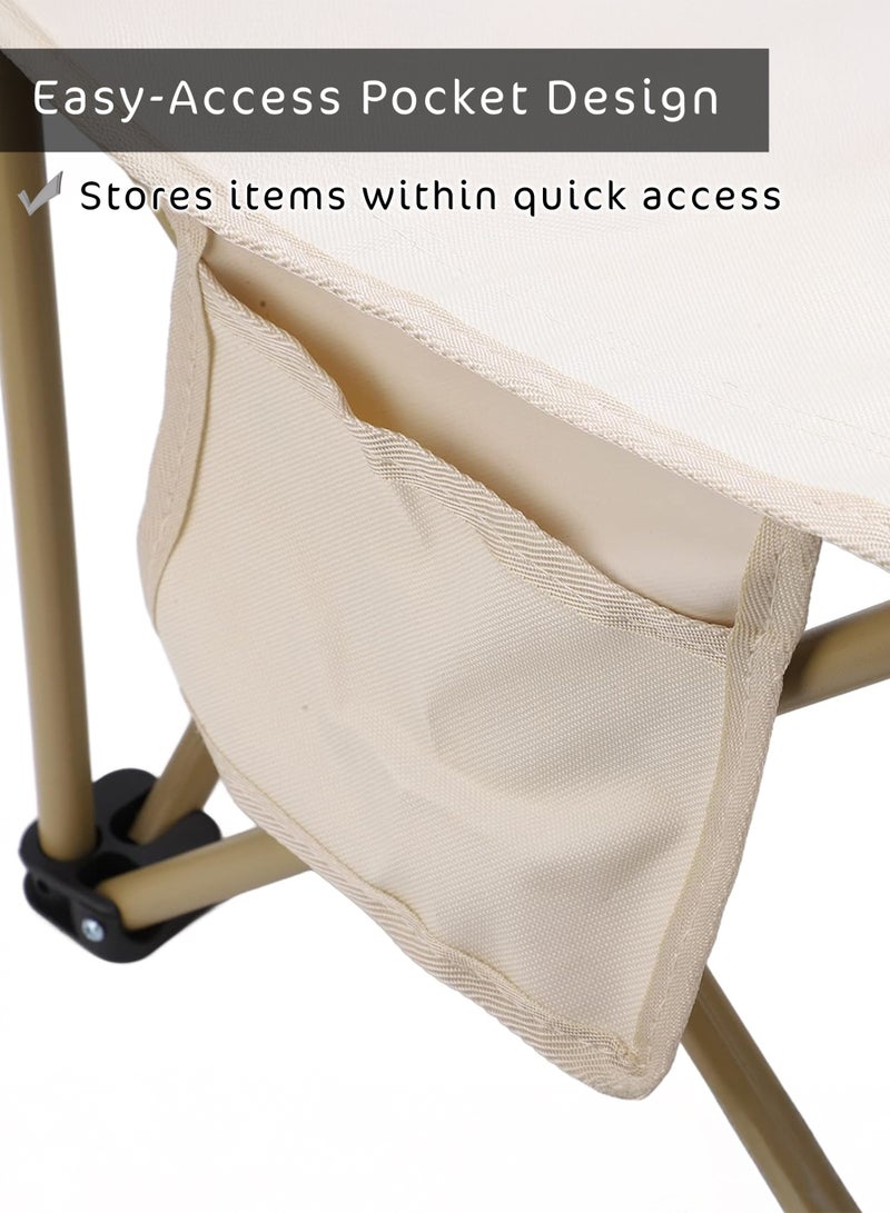 DBLEW Foldable Camping Chair with Carry Bag 35x35x65cm , Portable Lightweight Outdoor Folding Chair with Side Pocket, Stable X-Frame, Anti-Slip Feet for Camping, Picnic, Beach, Fishing, Hiking and Travel 140kg Load-Bearing Capacity - Image 4