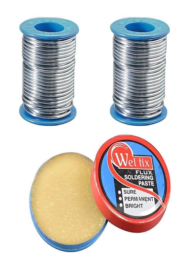 VMTRONIX 60/40 Tin Lead Rosin Core Solder Wire (5 Meter) & Welfix Soldering Paste Flux White Rosin-Rich Solder Paste 15gm (Pack of 3)
