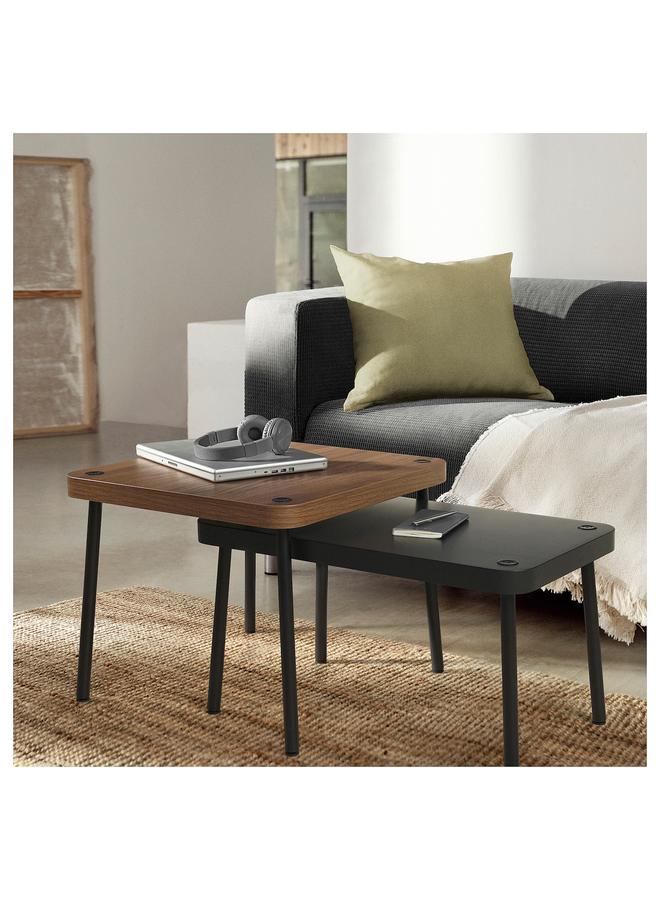 زبون مجموعة من طاولتين، لون رمادي/لون الجوز - Image 4