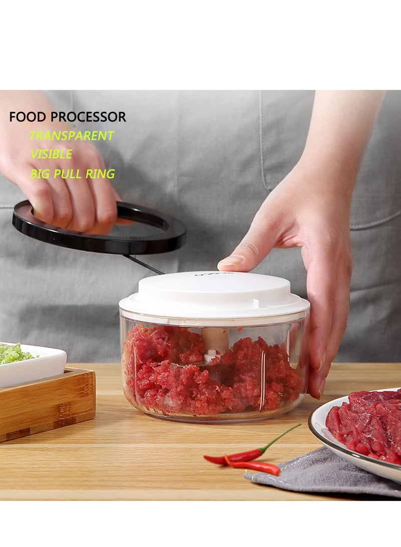 Excefore مفرمة طعام يدوية، مفرمة خضروات، مفرمة 550 مل، مفرمة خضروات يدوية، مفرمة بصل، للخضروات واللحوم والزنجبيل والفلفل والفواكه والمكسرات والأعشاب وما إلى ذلك - Image 4