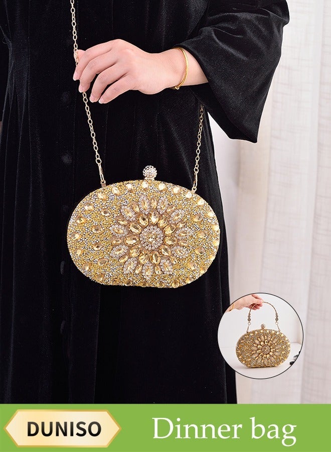 DUNISO Crystal Clutch Bag, Evening Bag, Shiny Luxury Rhinestone Wedding Bridesmaid Handbag, Party Bag, Shiny Banquet Handbag Evening Dress Rhinestone Bag, Suitable For Wedding, Banquet, Party - Image 1