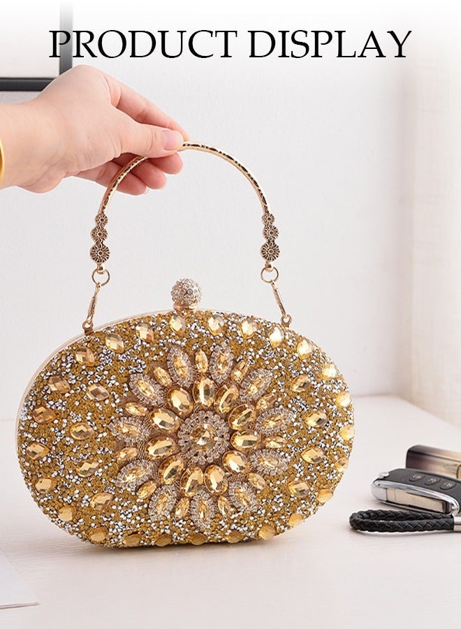 DUNISO Crystal Clutch Bag, Evening Bag, Shiny Luxury Rhinestone Wedding Bridesmaid Handbag, Party Bag, Shiny Banquet Handbag Evening Dress Rhinestone Bag, Suitable For Wedding, Banquet, Party - Image 3