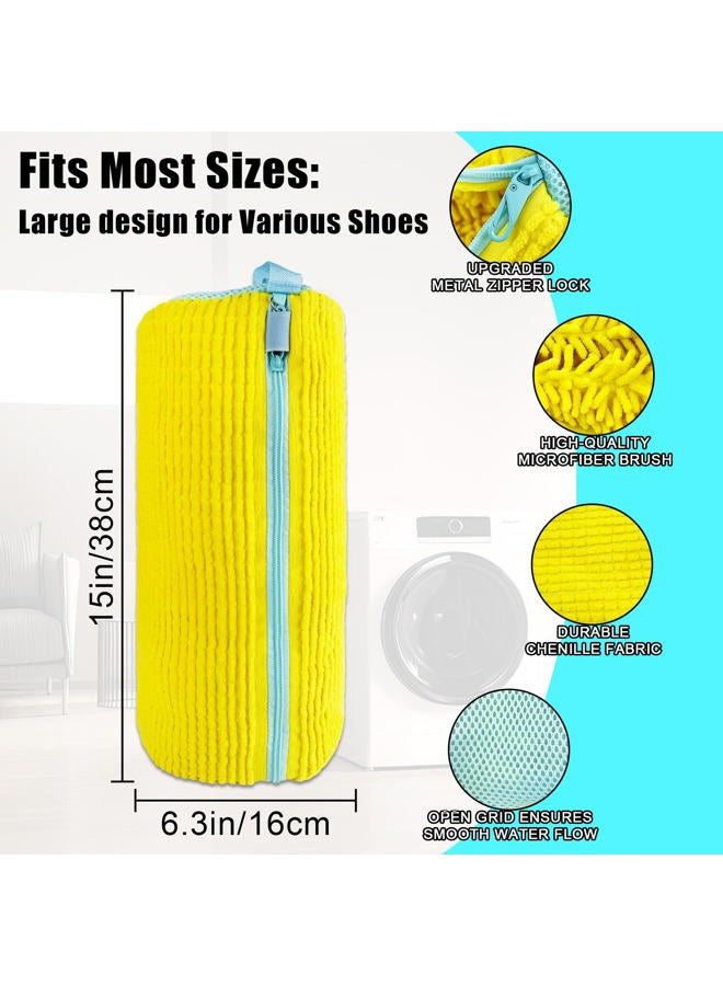 CNEYSID XXL Shoe Washing Machine Bag - Reusable Shoes Cleaning Bags for Washer And Dryer, Durable Zipper Laundry Shoe Bag 360° Deep Clean Sneaker Tennis Include Delicate Laundry Bag/Bra Laundry Bags (Gray) - Image 2