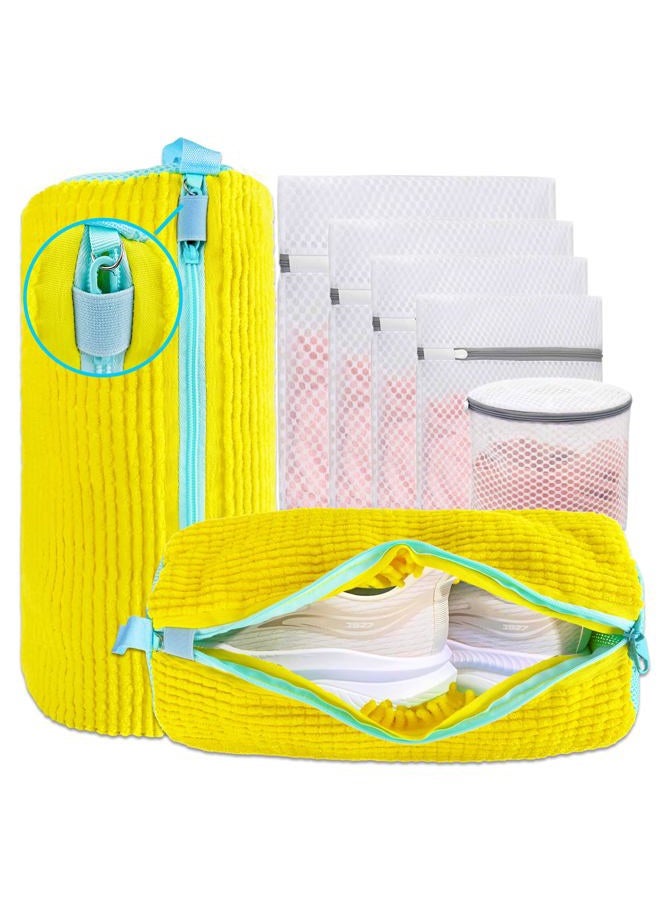 CNEYSID XXL Shoe Washing Machine Bag - Reusable Shoes Cleaning Bags for Washer And Dryer, Durable Zipper Laundry Shoe Bag 360° Deep Clean Sneaker Tennis Include Delicate Laundry Bag/Bra Laundry Bags (Gray) - Image 1