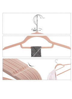 Red Dot Gift 100 Pieces 42cm Pink Non-Slip Velvet Clothes Hanger with 360 Degree Rotatable Hook Durable and Slim  - Image 4