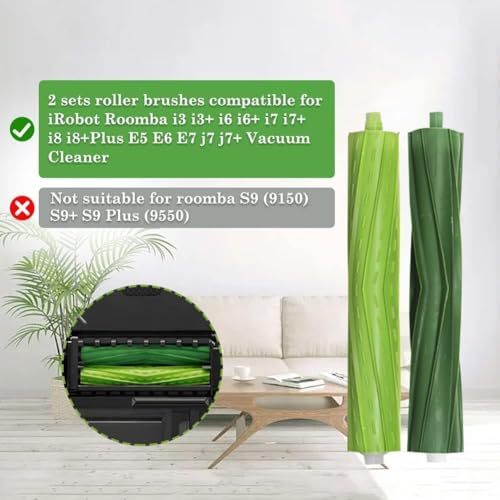 GIBTOOL Replacement Rubber Roller Brushes Compatible for iRobot Roomba E & I & J Series (2 Set Roller Brushes) - Image 2