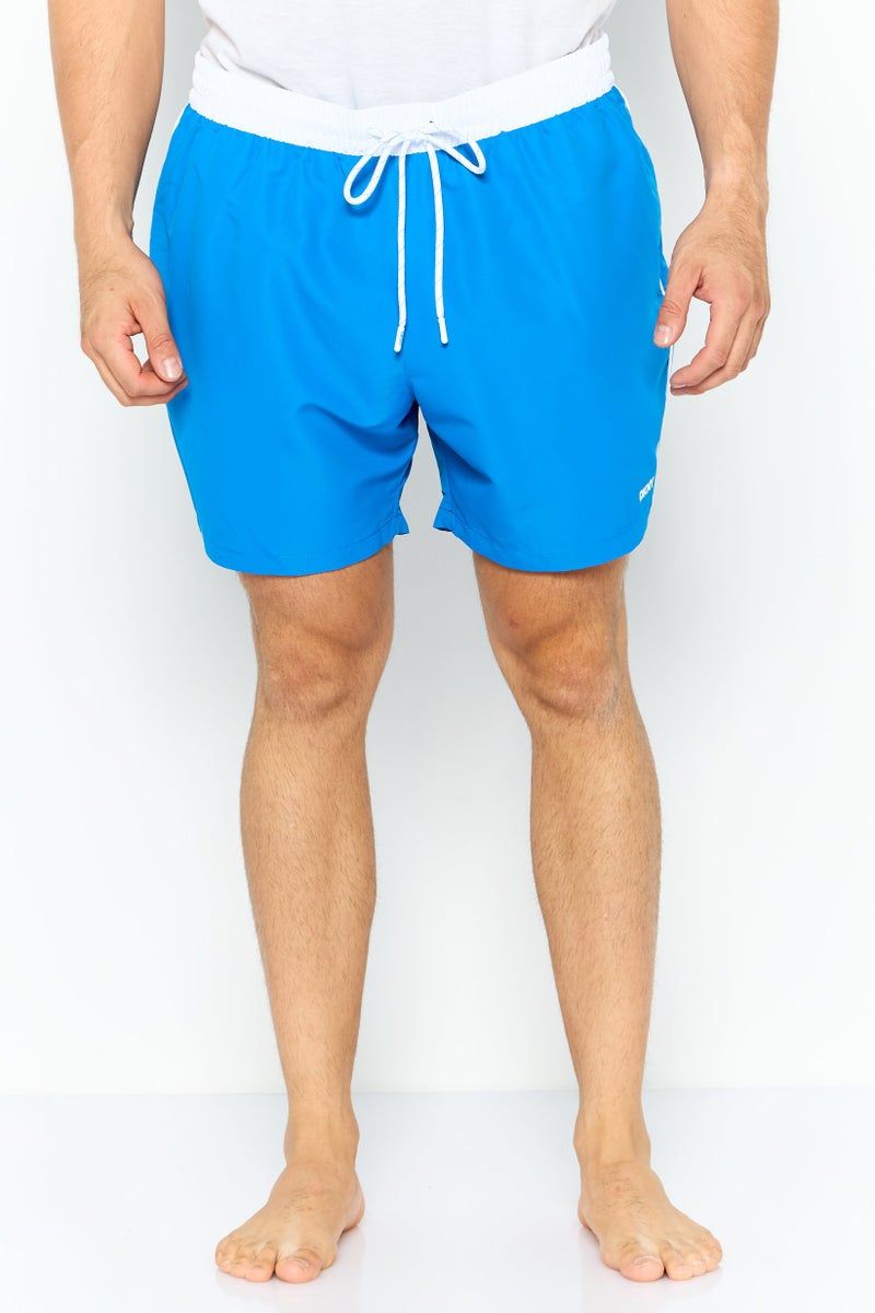 DKNY Men Brand Logo Board Shorts, Royal Blue - Image 1