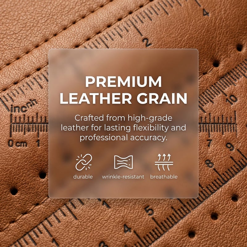 Wearable Leather Measuring Tape Yellow 7 in 1 Multifunction Wrist Ruler 18 Inch Crafting Tool for Sewing Knitting Quilting - Image 2