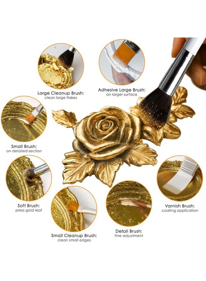Nariolar All-in-One Gold Leaf Adhesive Kit – 3.4 Fl Oz Gilding Adhesive and 3.4 Fl Oz Varnish, 100 Sheets Gold Leaf, 7 Brushes & Tweezers for Crafting & Decorative Art - Image 4