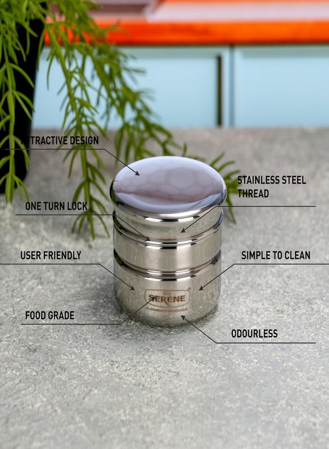 Serene Stainless Steel Containers for Kitchen - Tea, Coffee, Snacks, Spice Dispensers | Leak-Proof & Airtight Kitchen Organizer and Storage Set for Modular Kitchen [882, 100 ML Each, Set of 4] - Image 4
