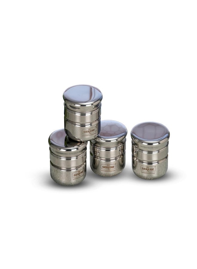 Serene Stainless Steel Containers for Kitchen - Tea, Coffee, Snacks, Spice Dispensers | Leak-Proof & Airtight Kitchen Organizer and Storage Set for Modular Kitchen [882, 100 ML Each, Set of 4] - Image 1