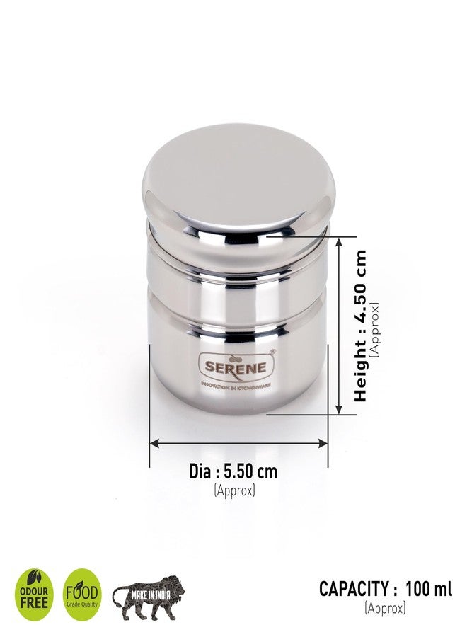 Serene Stainless Steel Containers for Kitchen - Tea, Coffee, Snacks, Spice Dispensers | Leak-Proof & Airtight Kitchen Organizer and Storage Set for Modular Kitchen [882, 100 ML Each, Set of 4] - Image 3