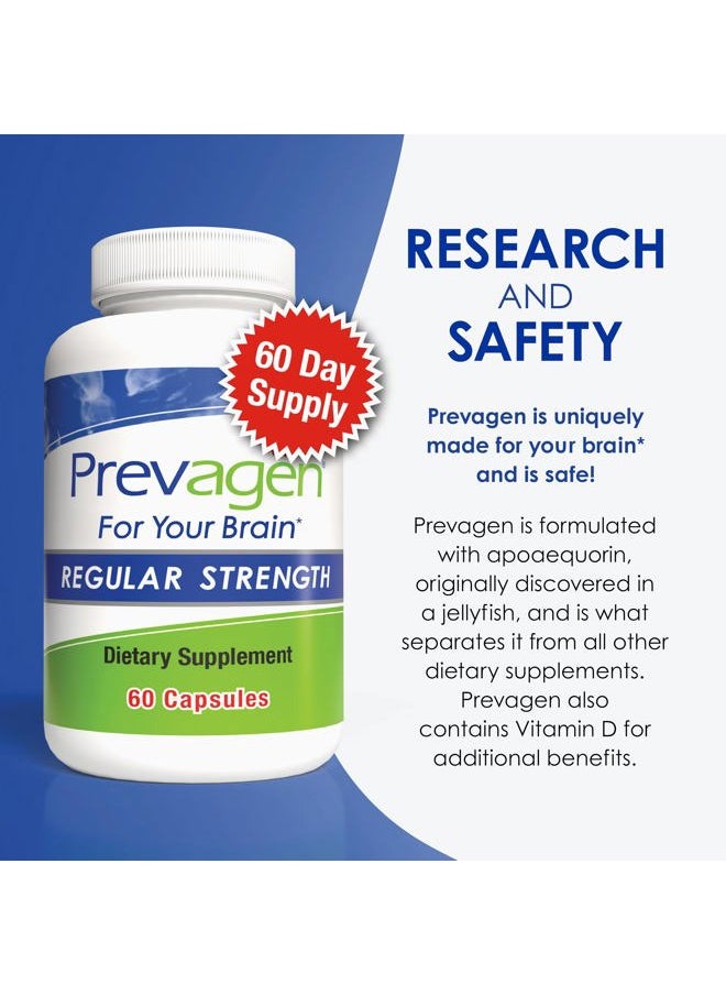 Prevagen - Regular Strength 10mg, 60 Capsules with Apoaequorin & Vitamin D and 7-Day Pill Minder - Image 1