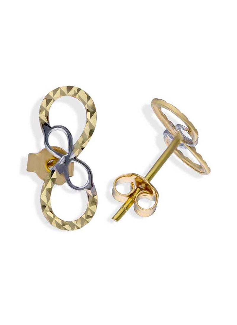 FK Jewellers - Dual Tone Gold Twin Infinity Stud Earrings 18KT - FKJERN18KU3080 - Image 1