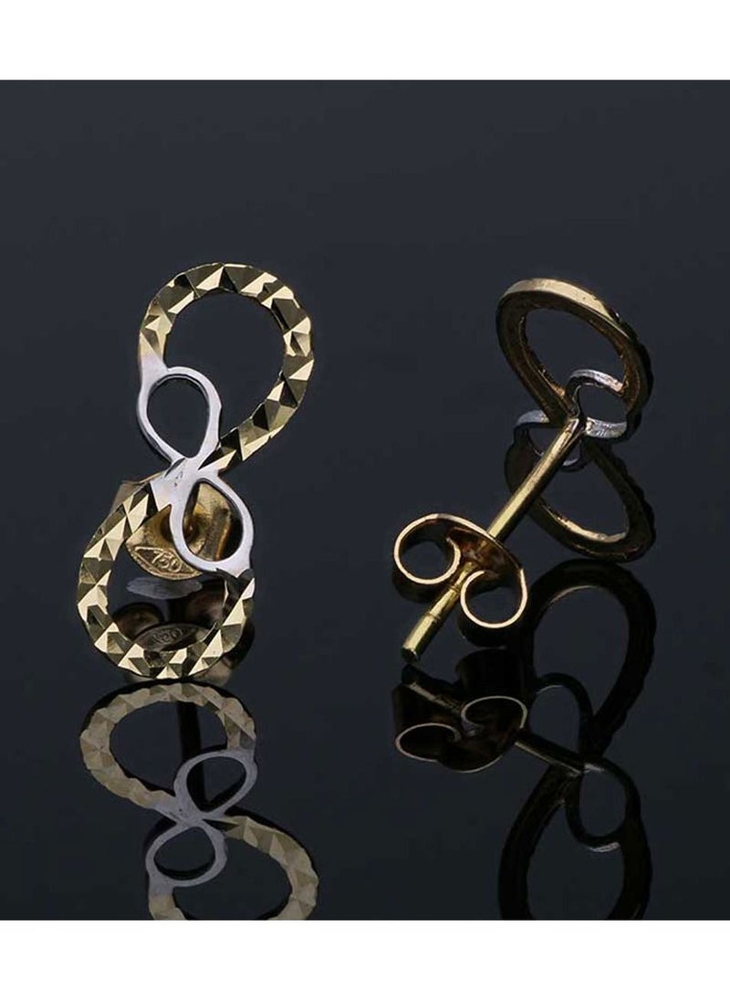 FK Jewellers - Dual Tone Gold Twin Infinity Stud Earrings 18KT - FKJERN18KU3080 - Image 1