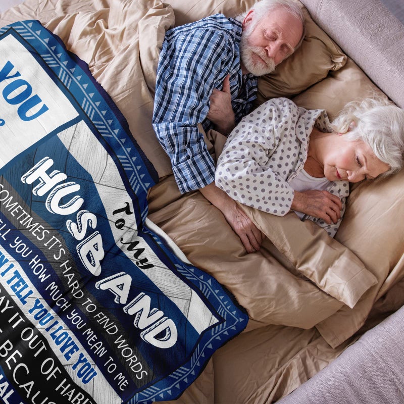 Quilazy هدايا كويلازي له، هدية عيد ميلاد الزوج، هدايا الأزواج من الزوجة، أفضل هدايا الرجال لذكرى الزواج، عيد الميلاد، عيد الأب/عيد الحب، هدية عيد ميلاد له، بطانية 60"X 50" للرجال الأزواج - Image 3