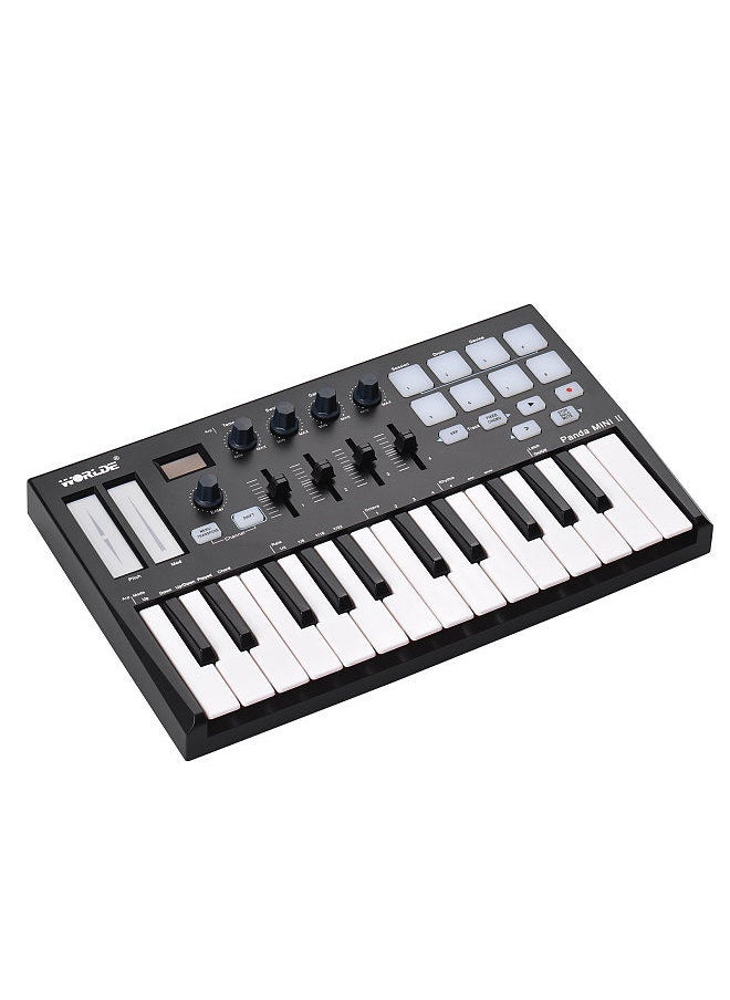 WORLDE - Panda Mini Ii Portable 25-Key Usb Midi Keyboard Controller With 8 Rgb Backlit Trigger Pads 4 Assignable Control Knobs 4 Assignable Sliders - Image 1