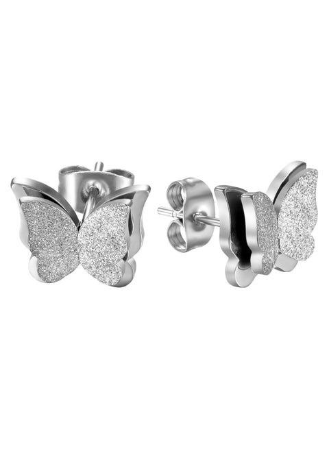 Stainless Steel Twist Stud Earrings Punk Butterfly Earrings for Women Matte by Fairuz Jewelry