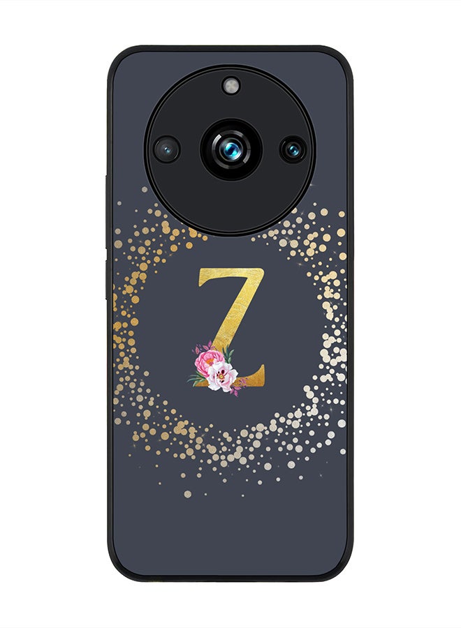 Stylizedd Rugged Black Edge case for Realme 11 Pro/Realme 11 Pro+, Slim fit Phone Case Cover- Custom Monogram Initial Letter Floral Pattern Alphabet - Z (Grey) - Image 1