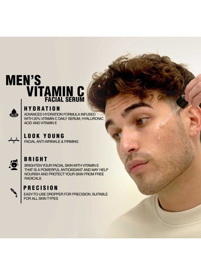 GENTLEHOMME سيروم فيتامين سي للوجه - سيروم للوجه للرجال - مع 20% فيتامين سي، حمض الهيالورونيك وفيتامين E - يساعد على تفتيح، إنعاش وتنعيم البشرة - سيروم نهاري وليل - لجميع أنواع البشرة - نباتي - 1 أونصة - Image 4