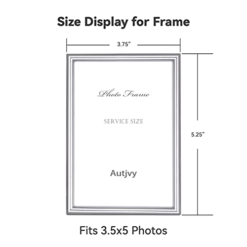 Autjvy 3.5x5 Picture Frame Silver Brushed Modern Simple Thin Aluminum Metal Photo Frame with HD Real Glass, Display for Tabletop and Wall Collage. (2 Pack) - Image 2