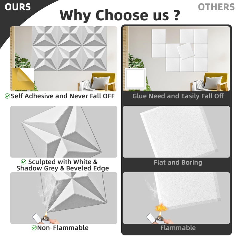 Art3dwallpanels 24" X 24" Acoustic Panels 6 Pack Soundproof Wall Panels Sound Dampening, 3D Wall Decor Absorbing Panels, White and Gray - Image 4
