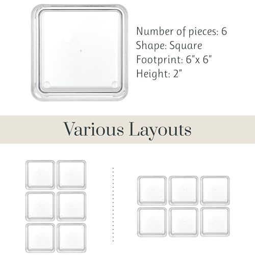 STORi SimpleSort 6-Piece Stackable Clear Drawer Organizer Set | 6" x 6" x 2" Square Trays | Small Makeup Vanity Storage Bins and Office Desk Drawer Dividers | Made in USA - Image 5