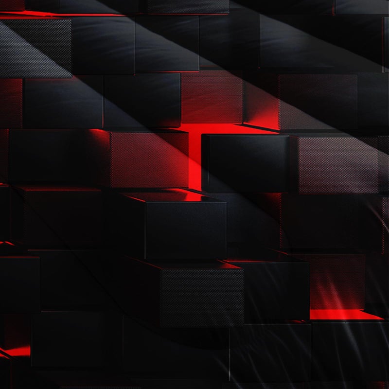 Nttopship Neon Red Black Comforter Set Queen Geometric Kids Bedding Set,3 PCS Geometry Honeycomb Bed Set Modern Quilt Set 1 Comforter 2 Pillow Cases Cool Room Decor All Season B-Side Black - Image 5