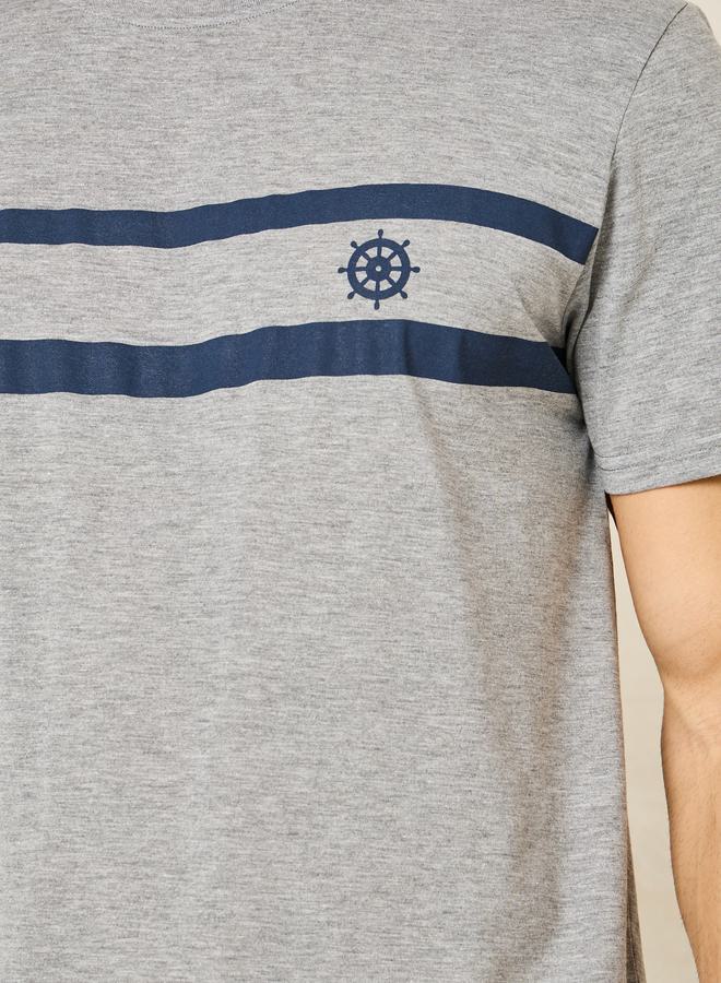 Styli Striped Crew Neck T-Shirt & Short Set  - Image 3