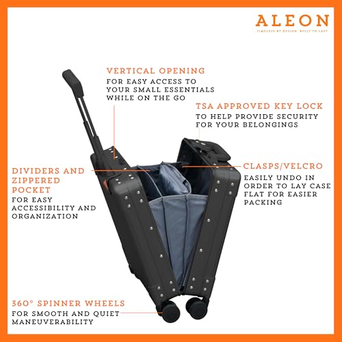 Aleon All Aluminum Lightweight 16” Premium Vertical Underseat Carry-On Luggage. Business Briefcase with Wheels - Hardshell Suitcase - Image 3