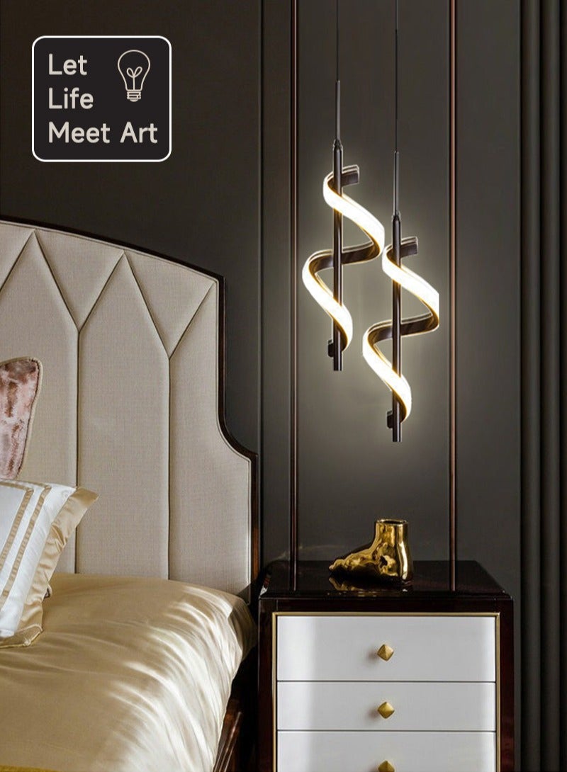 Sharpdo Nordic 3-color LED Pendant Light Double-headed Interior Lighting For Home Bedside Living Room Decoration Dining Table Aisle Modern Lights Minimalist Art Black - Image 1